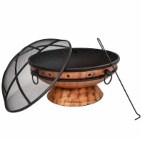 30 Inch Royal Cauldron Copper Fire Pit with Handles and Spark Screen