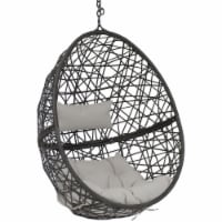Hanging Egg Chair Resin Patio Basket Wicker Frame Gray Cushion Pillow