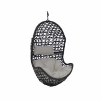 Hanging Egg Swing Chair Resin Patio Basket Wicker Frame Gray Cushion Pillow