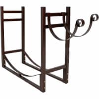 Sunnydaze 33 in Steel Firewood Log Rack with Kindling Holder - Bronze