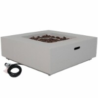 Sunnydaze 34 in Contempo Square Concrete Propane Gas Fire Pit with Cover