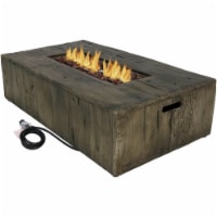 Sunnydaze 48 in Rustic Faux Wood Propane Gas Fire Pit Table with Cover