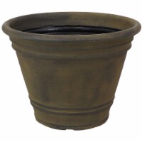 Franklin Round Flowerpot Double Wall Polyresin Garden Planter Pot 20  Sable