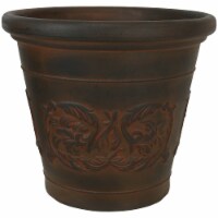 Arabella Round Flowerpot Double Wall Polyresin Garden Planter Pot 16  Rust