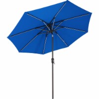 9FT Solar Patio Umbrella LED Lighted Outdoor Sunbrella Market Table Pacific Blue