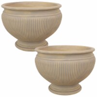 Elizabeth Round Flowerpot Double Wall Polyresin Garden Planter Pot 15  Beige