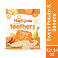 Happy Baby Organic Teethers Gluten Free Gentle Teething Wafers Sweet Potato & Banana Box Perspective: Main