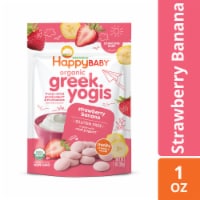 Happy Baby Organic Greek Yogis Freeze-Dried Greek Yogurt & Fruit Snacks Strawberry Banana Bag Perspective: Main
