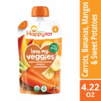 Happy Tot Love My Veggies Stage 4 Organic Carrots Bananas Mangos & Sweet Potatoes Pouch Perspective: Main