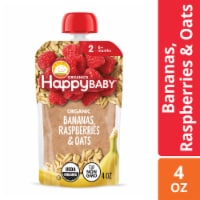 Happy Baby Clearly Crafted Stage 2 Bananas Raspberries & Oats Pouch Perspective: Main