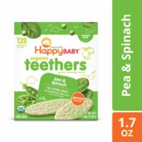 Happy Baby Organic Teethers Gluten Free Gentle Teething Wafers Pea & Spinach Box Perspective: Main
