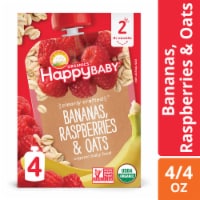Happy Baby® Clearly Crafted® Organic Bananas Raspberries & Oats Stage 2 Baby Food Pouches