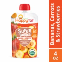 Happy Tot Super Bellies Stage 4 Immune+Digestive Support Bananas Carrots Strawberries Pouch Perspective: Main