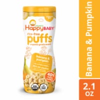 Happy Baby Rice-Free Puffs - Banana & Pumpkin Baked Grain Snack Canister Perspective: Main