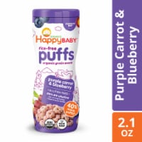 Happy Baby Rice-Free Puffs - Purple Carrot & Blueberry Baked Grain Snack Canister Perspective: Main