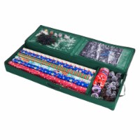 Holiday Wrapping Paper Organizer Green Canvas Zipper Holds 8 Rolls Tags Bows