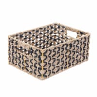 Villacera 83-DEC7076 Rectangle Hand Weaved Wicker Baskets Nesting Black & Natural Seagrass Bi