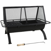 Sunnydaze 36 in Northland Grill Steel Fire Pit with Grate, Poker, and Cover