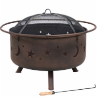 30 inch Cosmic Fire Pit with Cooking Grill and Spark Screen