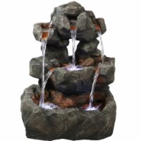 Outdoor Water Fountain 32  with LED Lights Garden Yard Layered Rock Waterfall