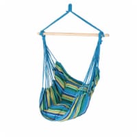 Sunnydaze Indoor-Outdoor Hammock Chair Seat Swing and 2 Cushions - Ocean Breeze