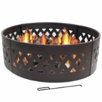 Sunnydaze 36 in Crossweave Steel Wood Burning Fire Pit Ring with Poker