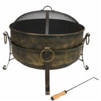 Sunnydaze 24 Fire Pit Steel with Black Finish Cauldron Style with Spark Screen