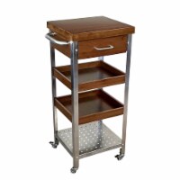 Eccostyle Solid Bamboo & Stainless Steel Kitchen Cart Tower with Drawer - Caramel