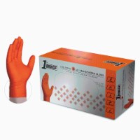 1st Choice Orange Nitrile Disposable Gloves 6 Mil Textured Large 100