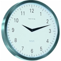 METROPOLITAN, Stainless Steel Round Wall Clock with Quartz Time Only Movement.