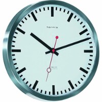 GRAND CENTRAL, Stainless Steel Round Wall Clock with Quartz Time Only Movement.