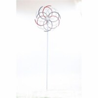 Alpine Corp FYT176SLR 68 in. Solar Patriotic Dual Kinetic Windmill Stake