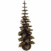 25C - Schaller Paper Mache Tree with Gold Edges- 25cm - 10.25 H x 4.25 W x 4.25 D