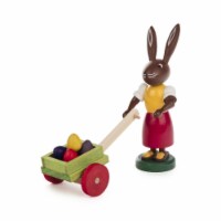 224-764 - Dregeno Easter Figure - Rabbit Lady With Egg Card - 3.75 H x 2 W x 1.5 D