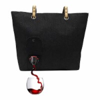 PortoVino City Tote Bag - Multi Color Canvas Wine Purse with Spout & Dispenser Flask