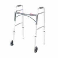 Deluxe Two Button Folding Walker with 5  Wheels