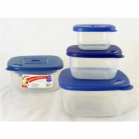 FamilyMaid 62042 275 ml, 750 ml & 1.6 Liter 3 Piece Large Square Food Container - Blue - Pack