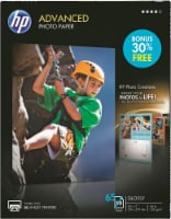 HP Advanced Bonus Pack Glossy Photo Paper - 65 Pack - White