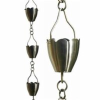 Patina Products R267H Brushed Stainless Flower Cup Rain Chain - Half Length