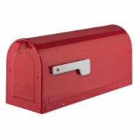Architectural Mailboxes 7600R MB1 Post Mount Mailbox - Red with Silver Flag - Medium