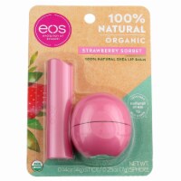 eos 100% Natural Shea Lip Balm Stick/Sphere Combo, Strawberry Sorbet, 2 Ct