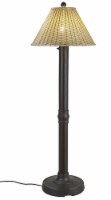 60  Floor Lamp 19207 with 3  bronze tube body and tight weave, flat wicker, stone shade