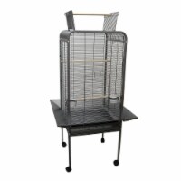 YML EF2222AS 0.5 in. Bar Spacing Play Top Parrot Bird Cage, Antique Silver - 22 x 22 in.