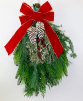 Holiday Door Swag with Greens and Pinecones