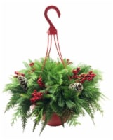 Holiday Fresh Hanging Basket With Greens Perspective: Main