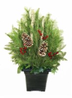 Holiday Porch Planter with Greens and Pine Cones Perspective: Main