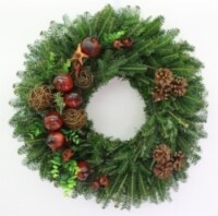 Holiday Wreath with Pinecones and Grapevine Trim