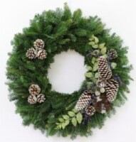 Holiday Wreath with Blueberries and Pinecones