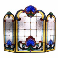 Chloe CH1F201BV40-GFS 40 in. Lighting Tiffany Glass Folding Victorian Fireplace Screen - 3 Pi