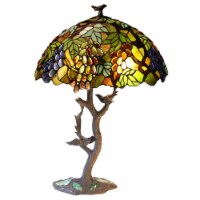 CHLOE 2 Light Tiffany featuring Leafs & Grapes Table Lamp Oval Shape 20  Shade